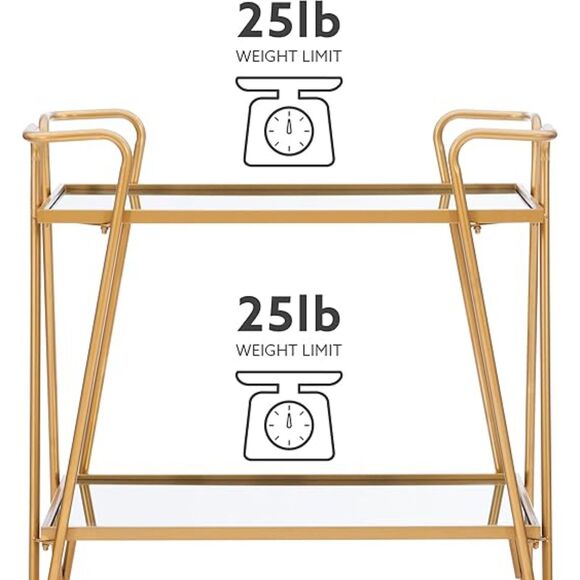 Portable Mid-Century Bar Cart 17.38"D x 30"W x 31.75"H - Picture 3 of 4